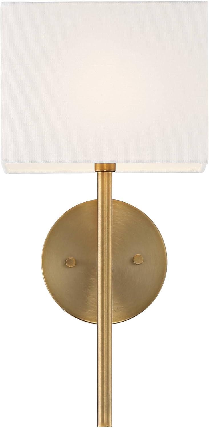 Possini Euro Design Modern Wall Sconce Lighting Warm Brass Hardwired 16 1/4" High Fixture Rectangular Linen Bedroom Home Living Room