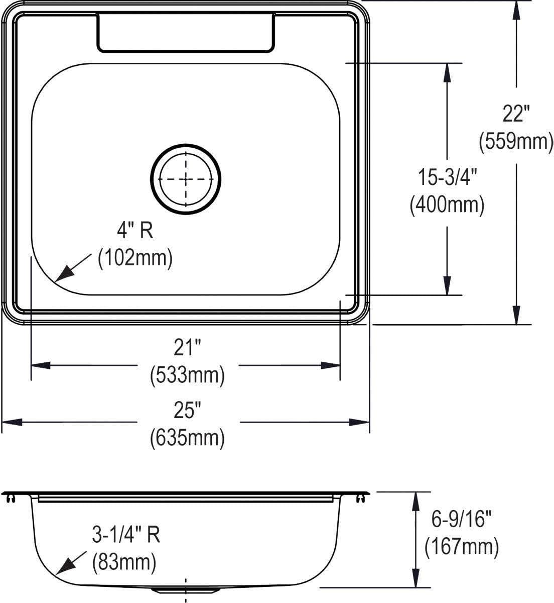 Dayton 25" L x 22" W Drop-In Kitchen Sink