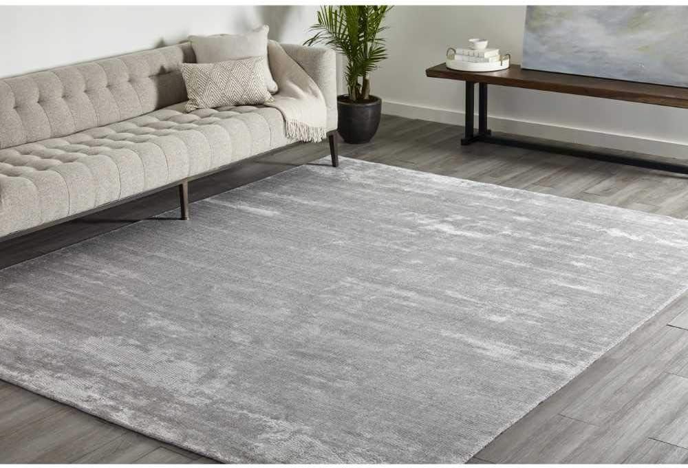 Cordi 9' x 12' Gray Hand-Knotted Wool Viscose Cotton Rug