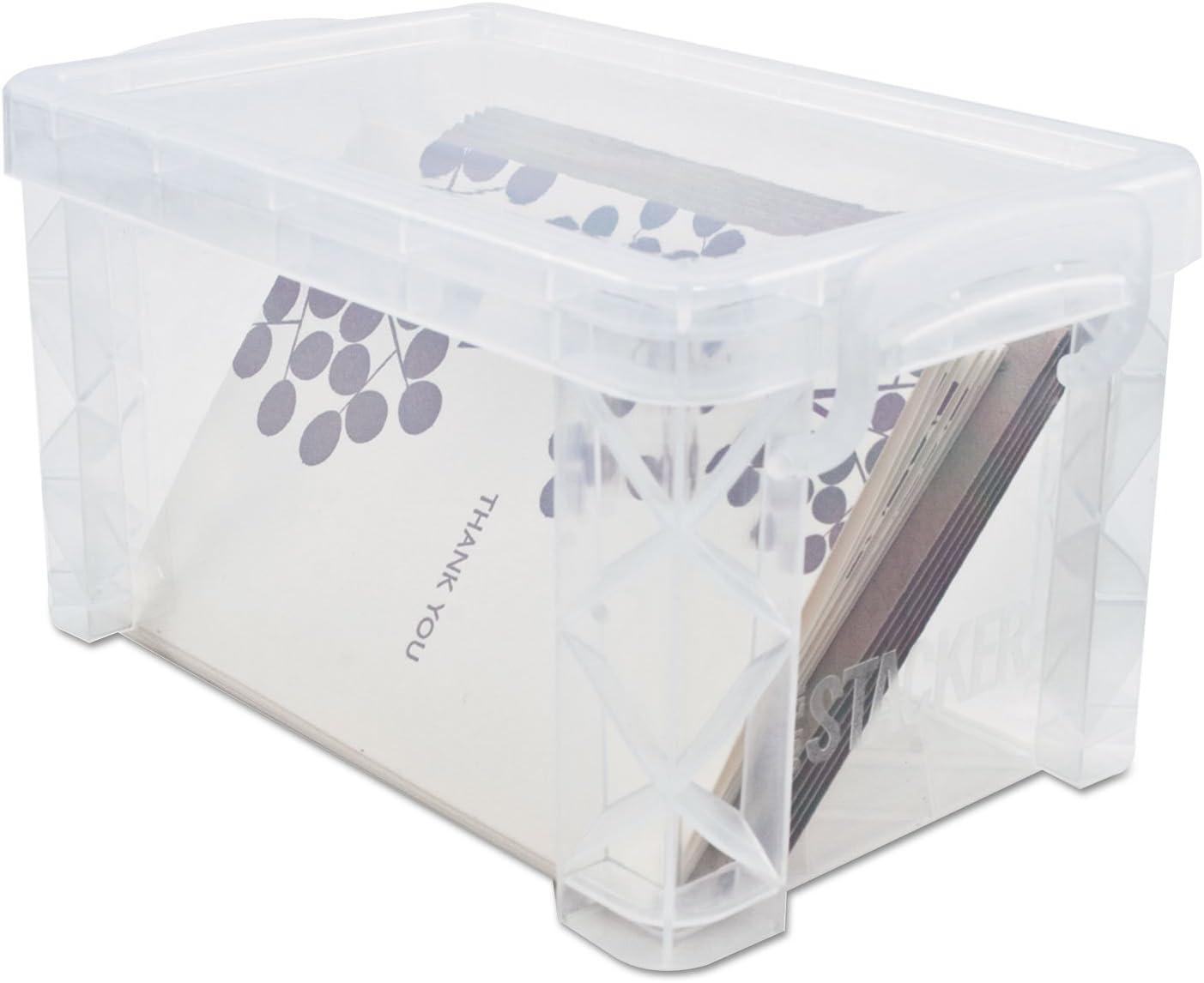 Advantus Super Stacker Storage Boxes, Holds 400 3 x 5 Cards, 6.25 x 3.88 x 3.5, Plastic, Clear