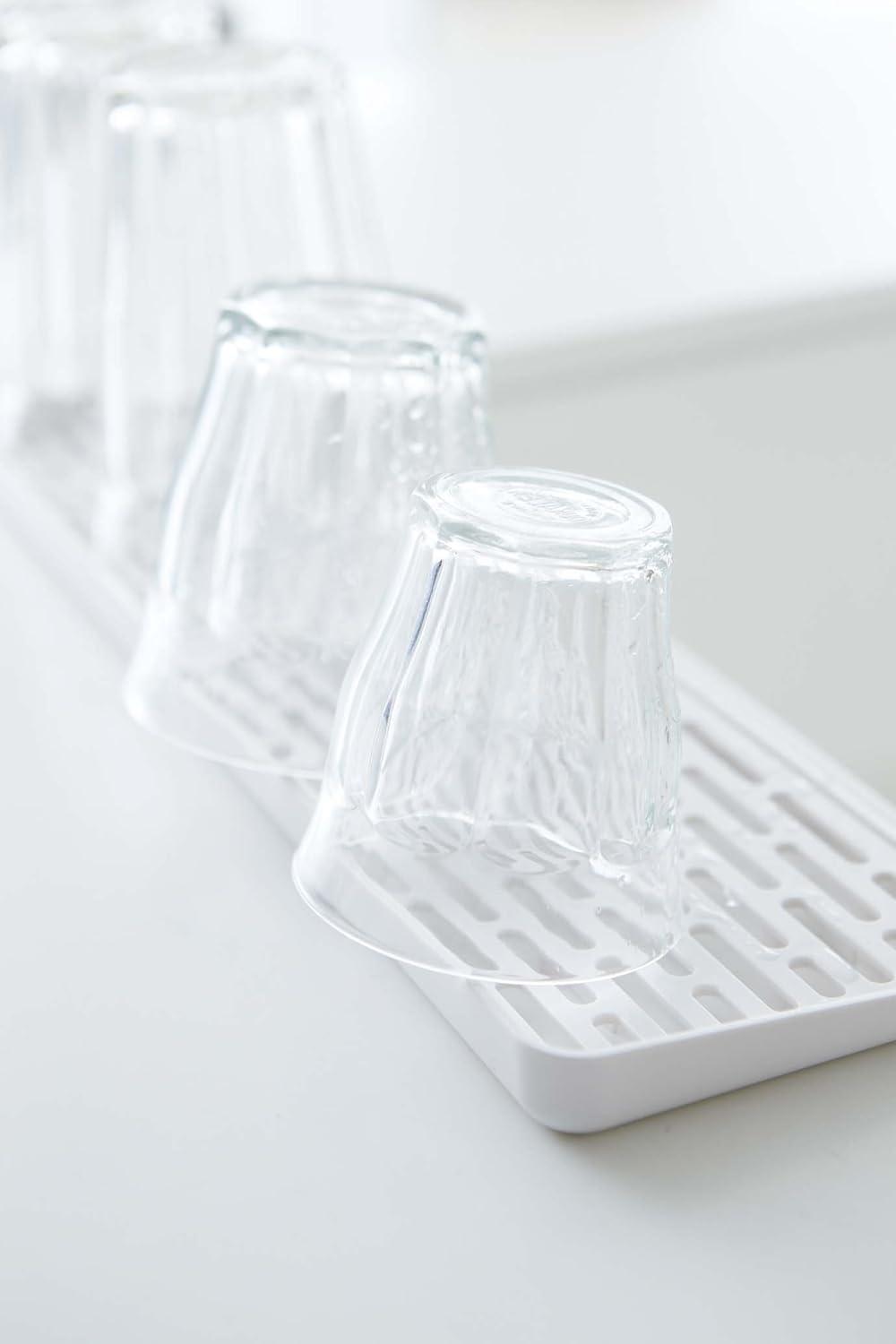 White Plastic Sink Side Glass Drainer Tray