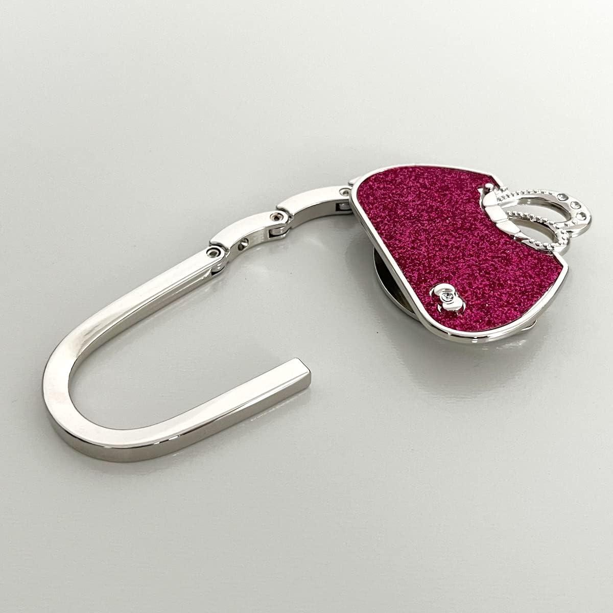 Pink Glittery Metal Purse Hook with Rhinestones