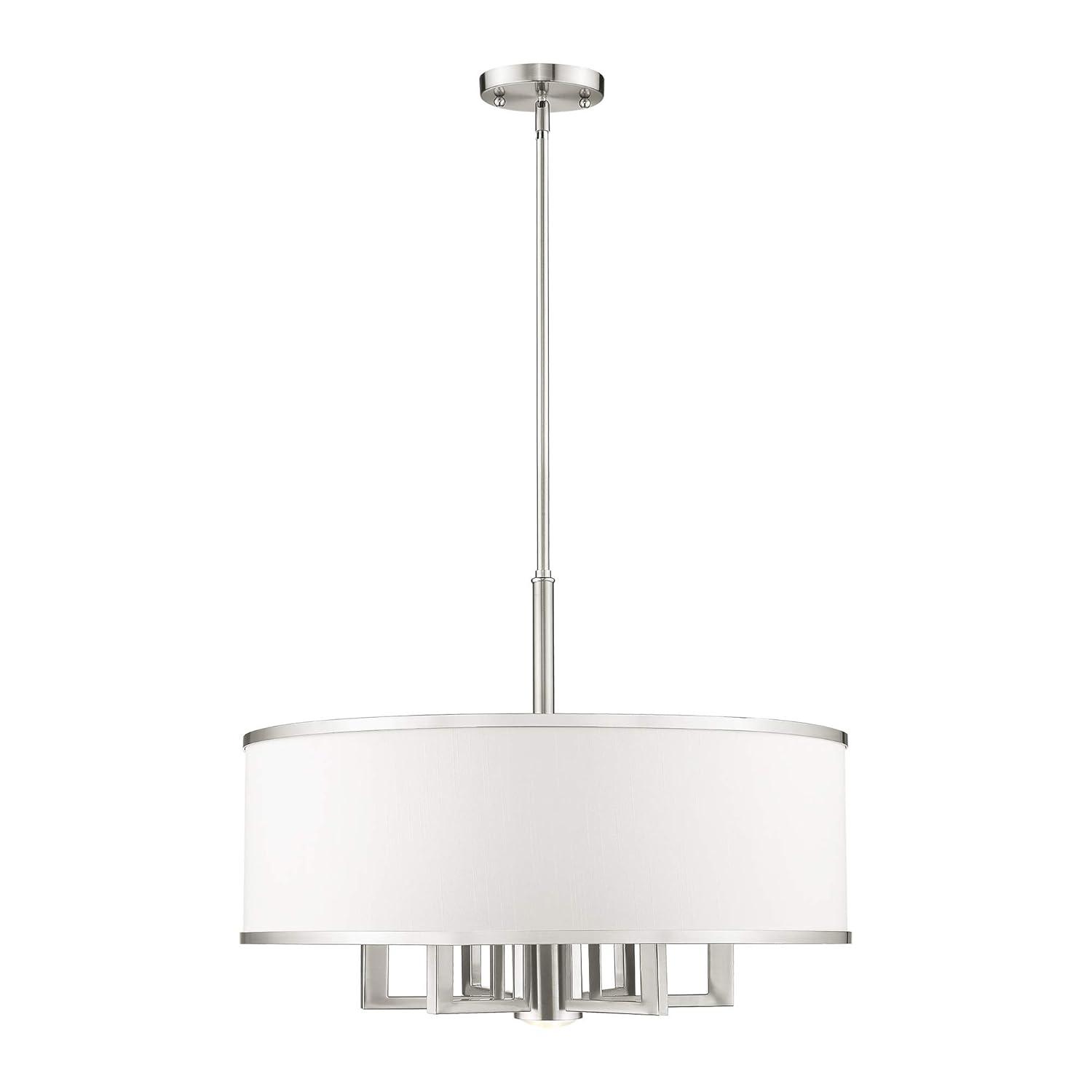 Livex Lighting Park Ridge 24" 7-Light Metal/Fabric Chandelier in Brushed Nickel