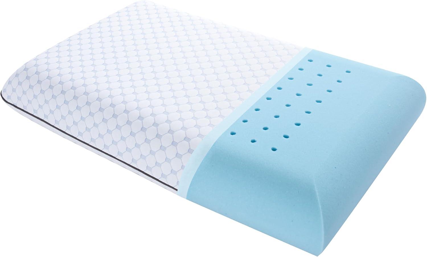 Standard Blue Ventilated Memory Foam Cooling Pillow