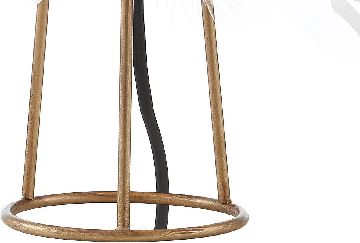 JONATHAN Y JYL9051A Stork 16" Feather Metal LED Table Lamp Contemporary Bedside Desk Nightstand Lamp for Bedroom Living Room Office College Bookcase LED Bulb Included, White/Gold