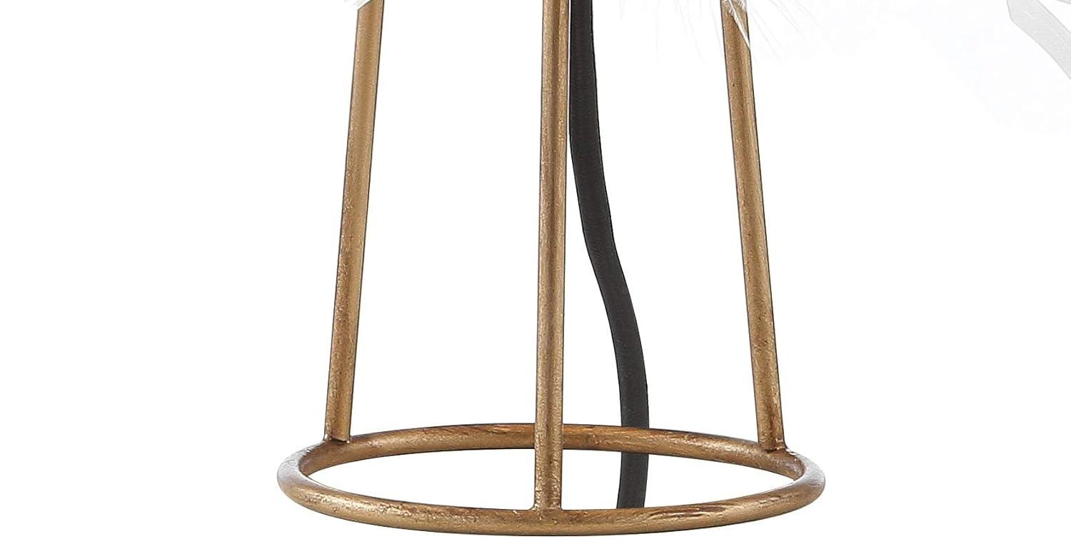 JONATHAN Y JYL9051A Stork 16" Feather Metal LED Table Lamp Contemporary Bedside Desk Nightstand Lamp for Bedroom Living Room Office College Bookcase LED Bulb Included, White/Gold