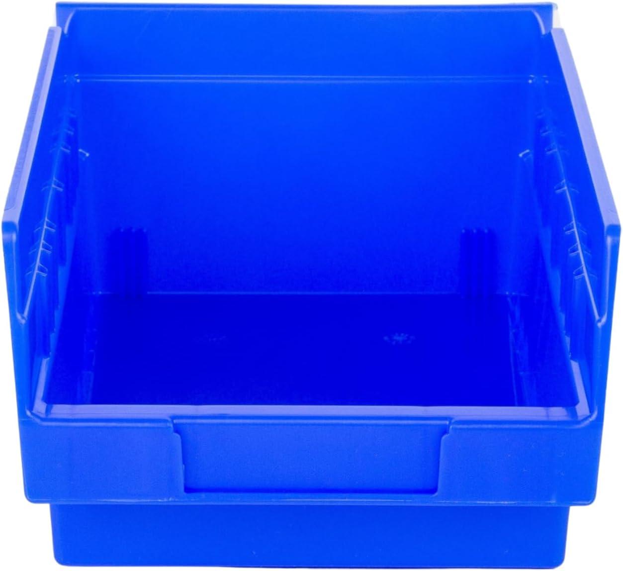 Hudson Exchange 12 x 6 x 4" Plastic Nesting Storage 12” Shelf Bin Container - 15 lb Capacity (Blue)