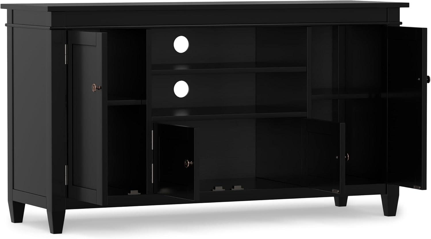 Simpli Home Carlton 54"W Solid Wood TV Stand for TVs up to 60" with 4 Cabinets