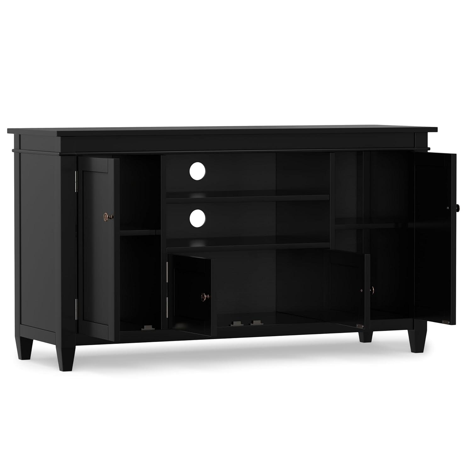 Simpli Home Carlton 54"W Solid Wood TV Stand for TVs up to 60" with 4 Cabinets