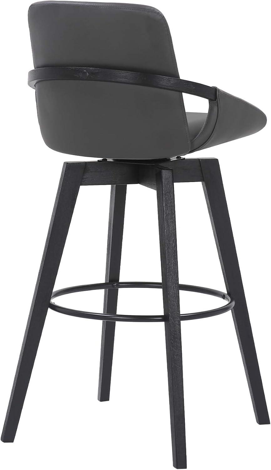 30" Baylor Faux Leather Wood Swivel Barstool Gray/Black - Armen Living