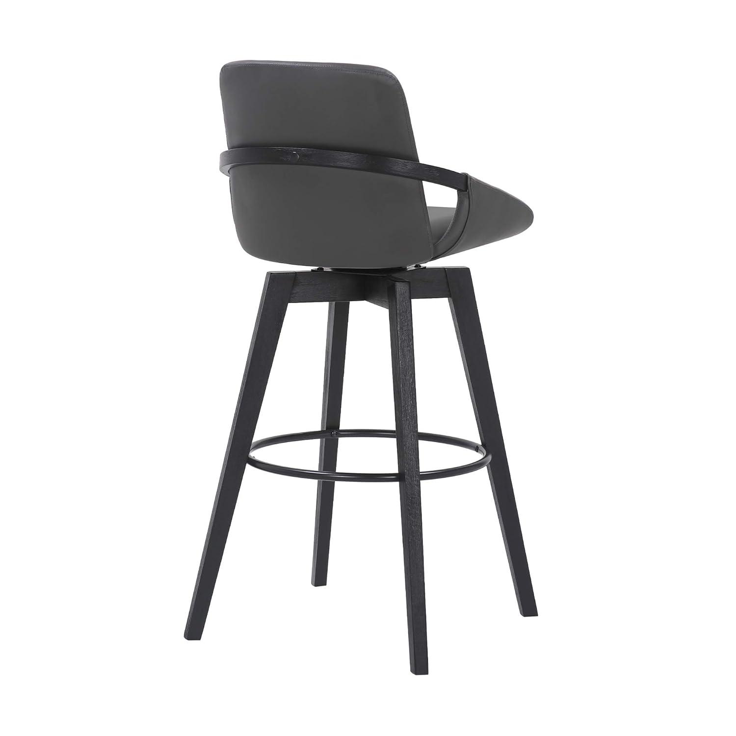 30" Baylor Faux Leather Wood Swivel Barstool Gray/Black - Armen Living