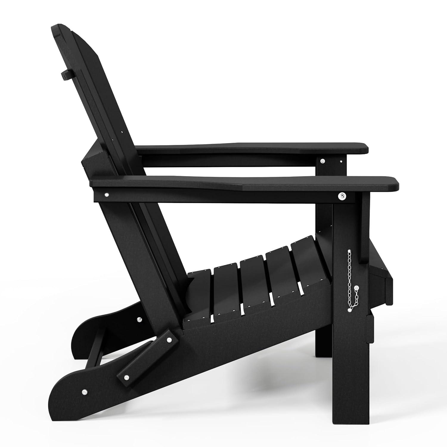 Westin Outdoor Braxton Folding Plastic Adirondack Chair - Black (Set of 2)