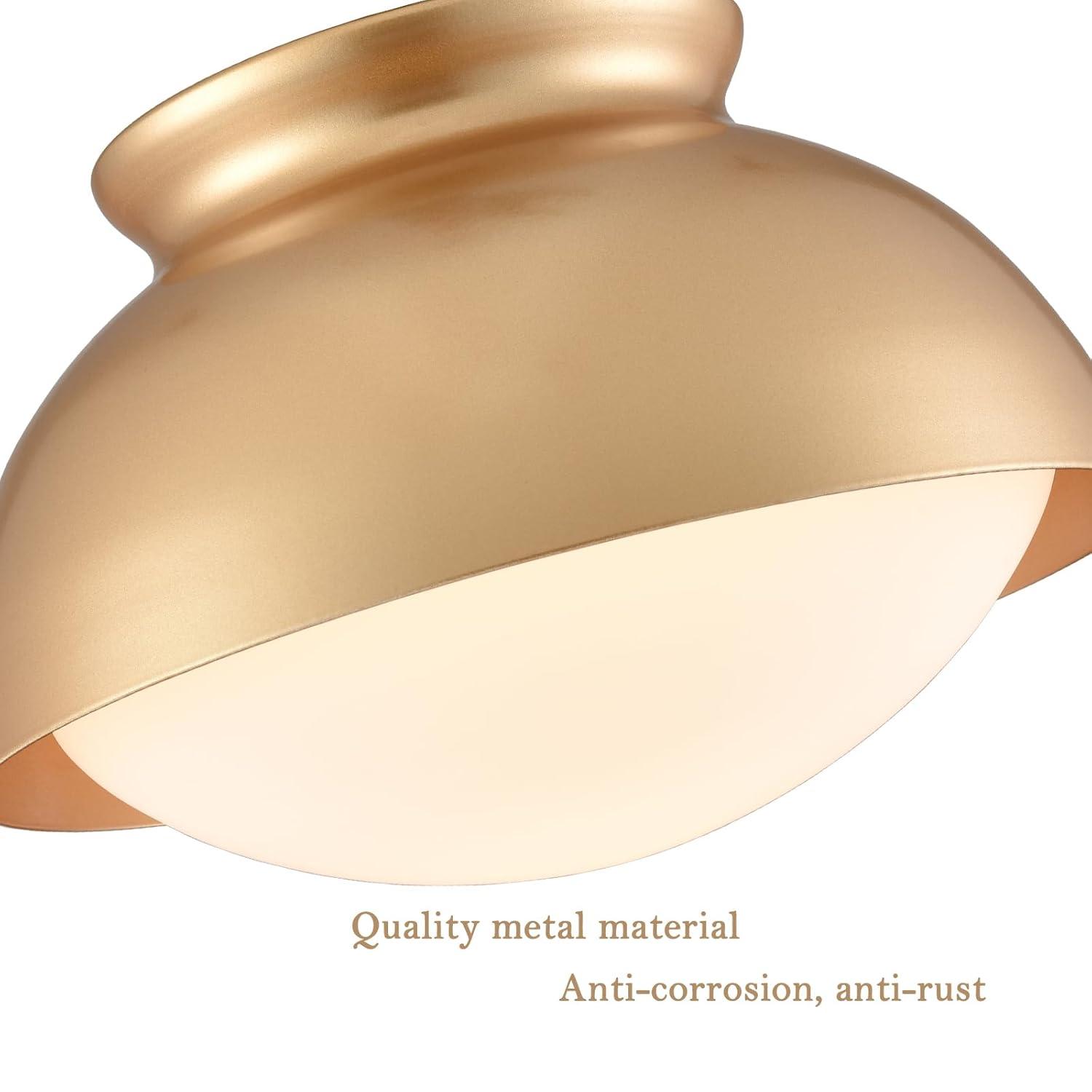 Tuscany Gold Semi Flush Mount Ceiling Light Vintage Close to Ceiling Light Fixture with Frosted Glass
