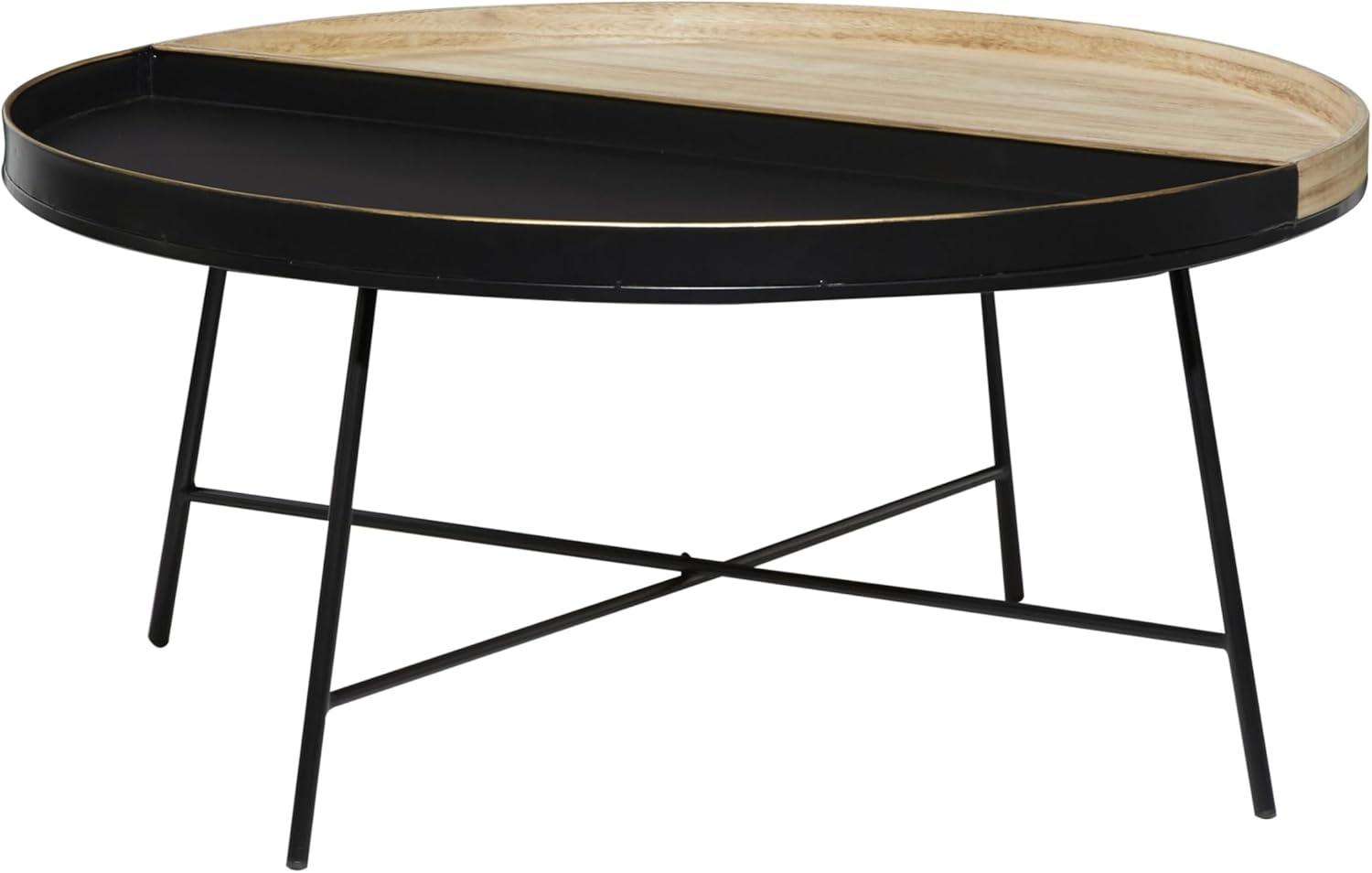 DecMode 38" x 18" Black Metal Split Coffee Table, 1-Piece