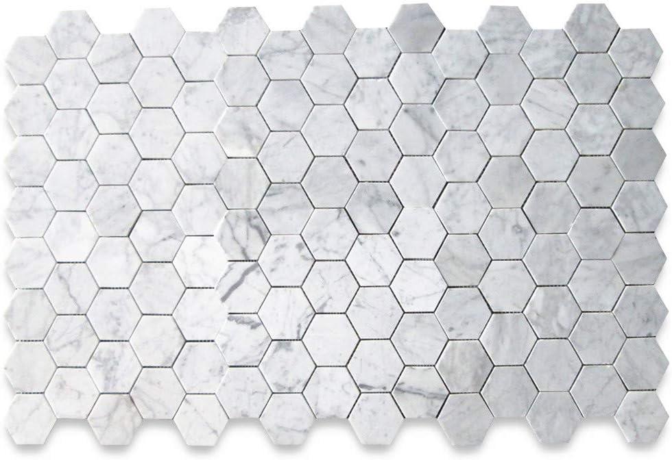 Carrara White Marble Hexagon Mosaic Tile for Bathroom and Outdoor