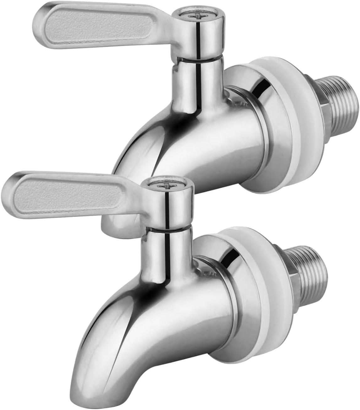 Polished Stainless Steel Beverage Dispenser Replacement Spigot Set