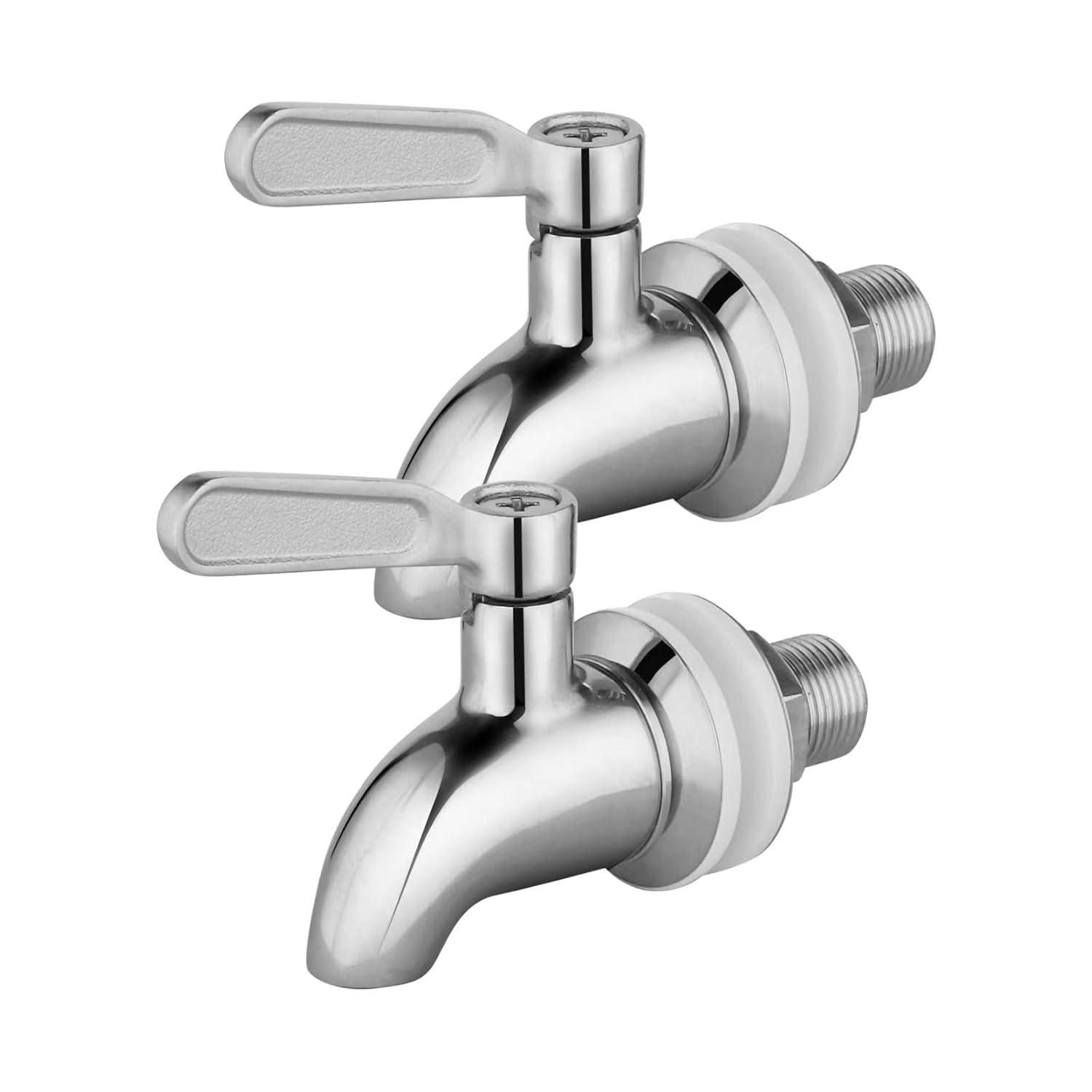 Polished Stainless Steel Beverage Dispenser Replacement Spigot Set