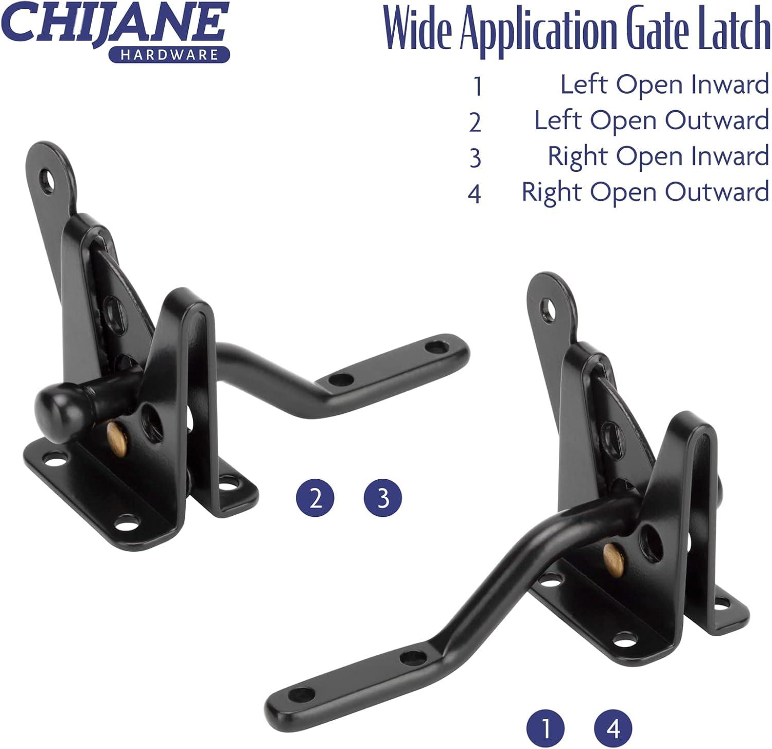 Gate Latch Automatic Gate Gravity Latch Self Locking Fence Gate Latch with Pull Cable for Wooden Fence Gates Door, Black