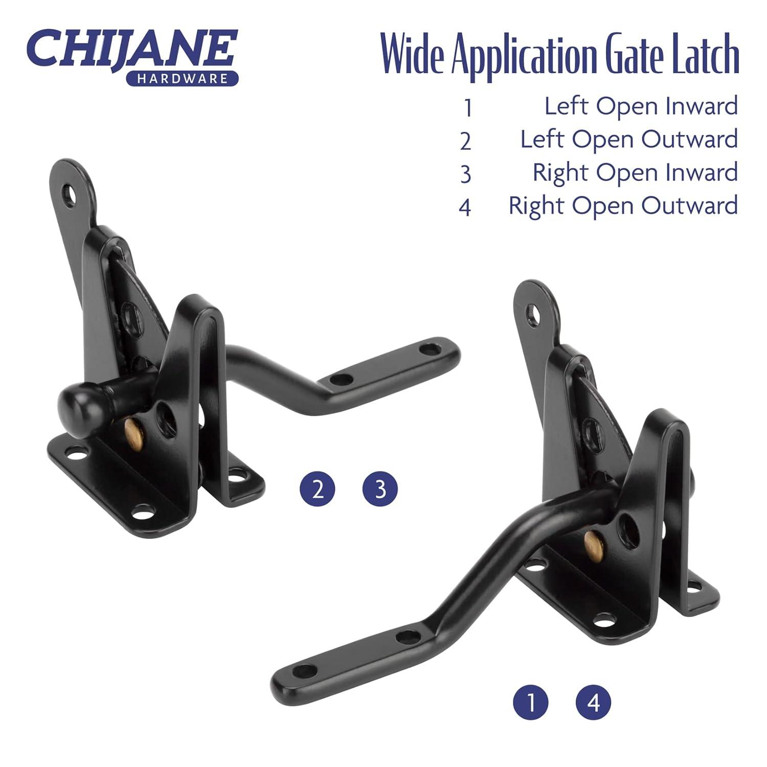 Gate Latch Automatic Gate Gravity Latch Self Locking Fence Gate Latch with Pull Cable for Wooden Fence Gates Door, Black