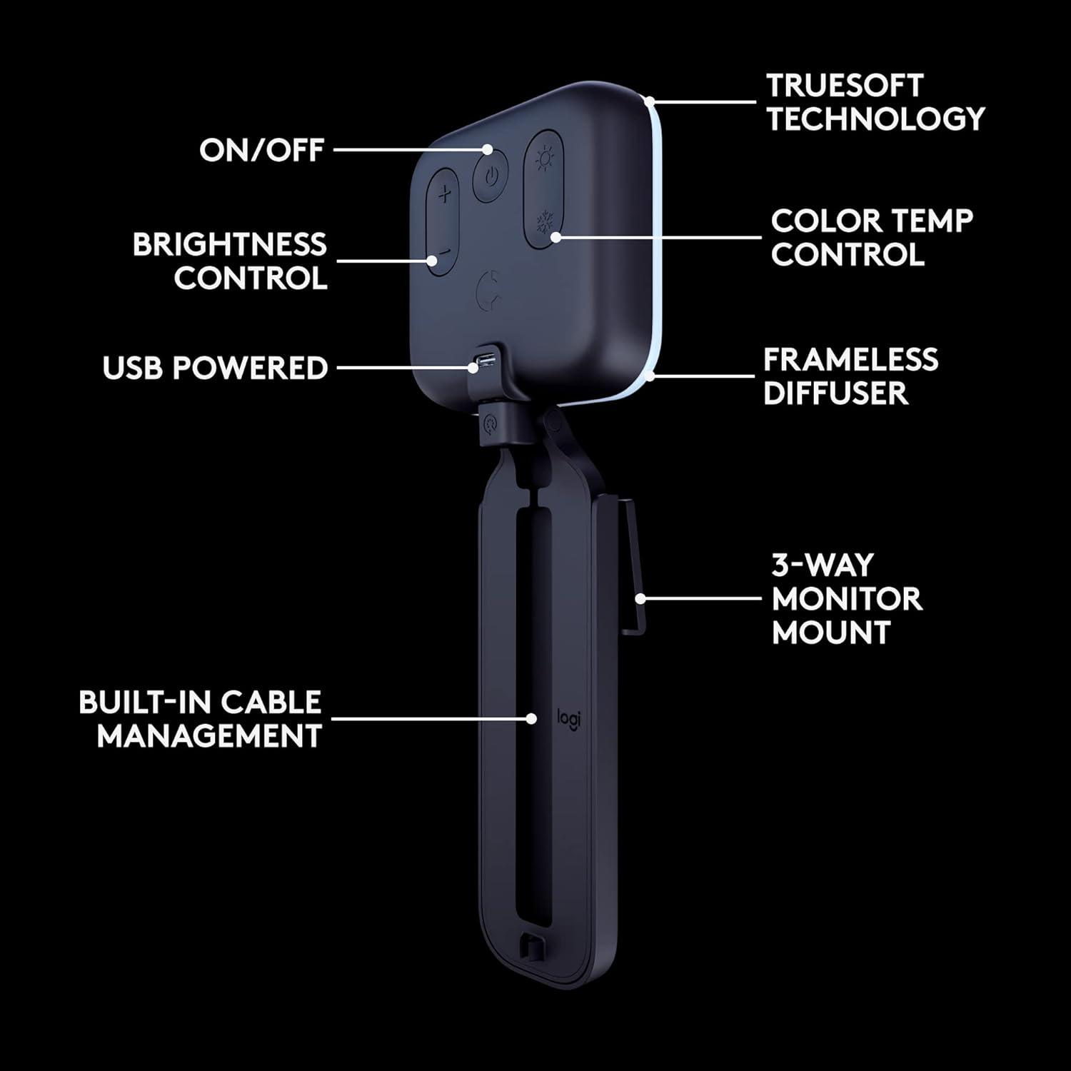 Logitech 946000001 Litra Glow Premium LED Streaming Light with TrueSoft