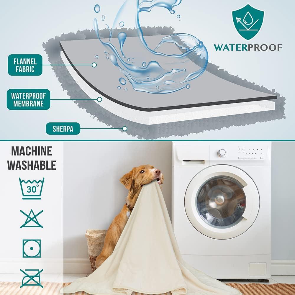 PetAmi Waterproof Dog Blanket For Pet Cat, Faux Shearling Fleece Couch Cover, Soft Plush Washable Reversible Throw