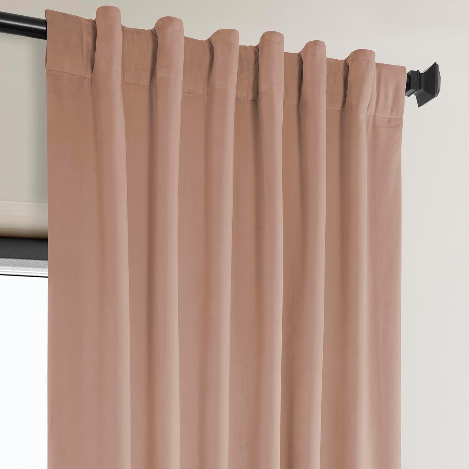 HPD Half Price Drapes Heritage Plush Velvet Curtains 108 Inches Long Room Darkening Curtains for Bedroom & Living Room 50W x 108L, (1 Panel), Peach Blossom