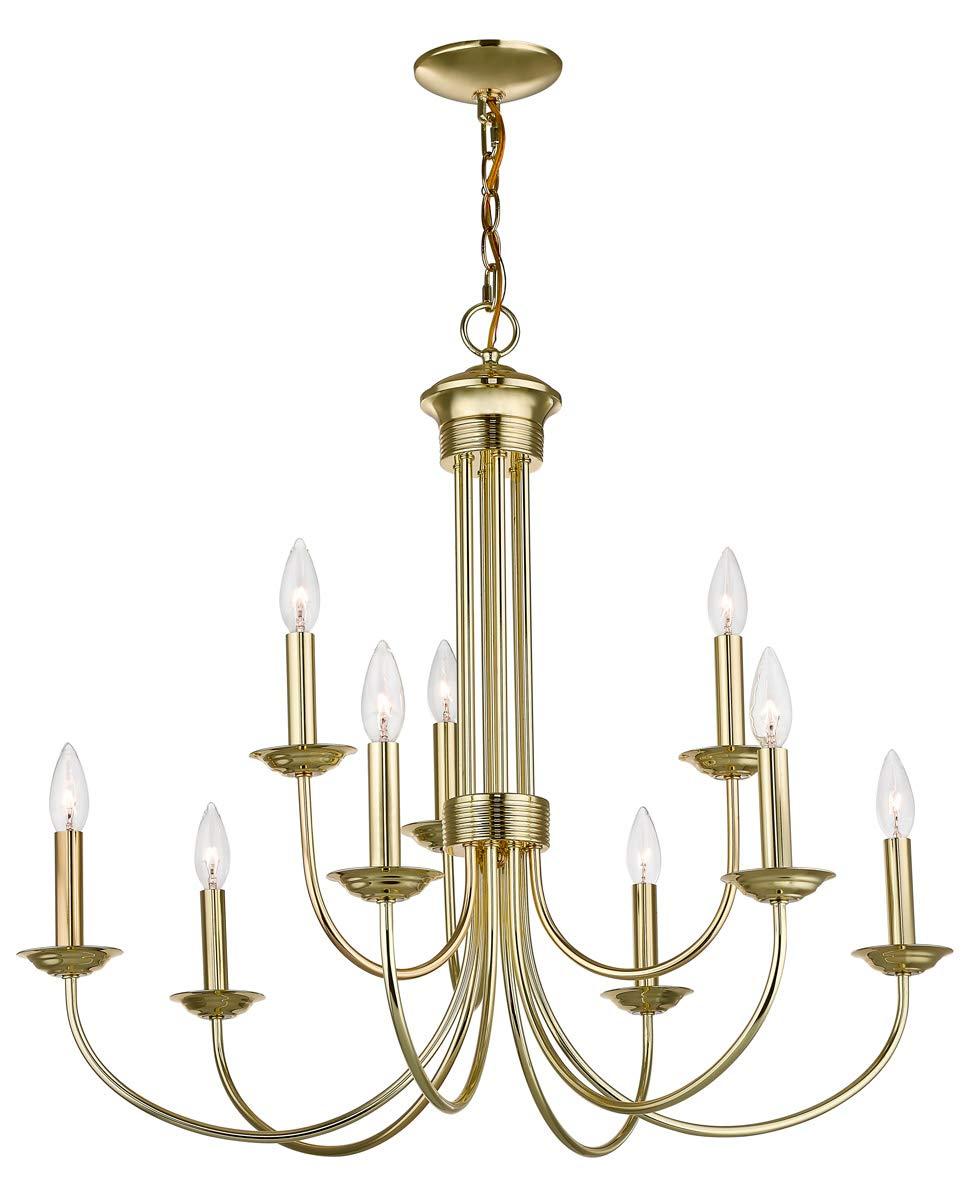 Livex Lighting Estate 9 - Light Chandelier in  Polished Brass