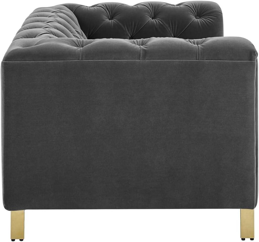 Charlene 66'' Gray Velvet Tufted Chesterfield Loveseat