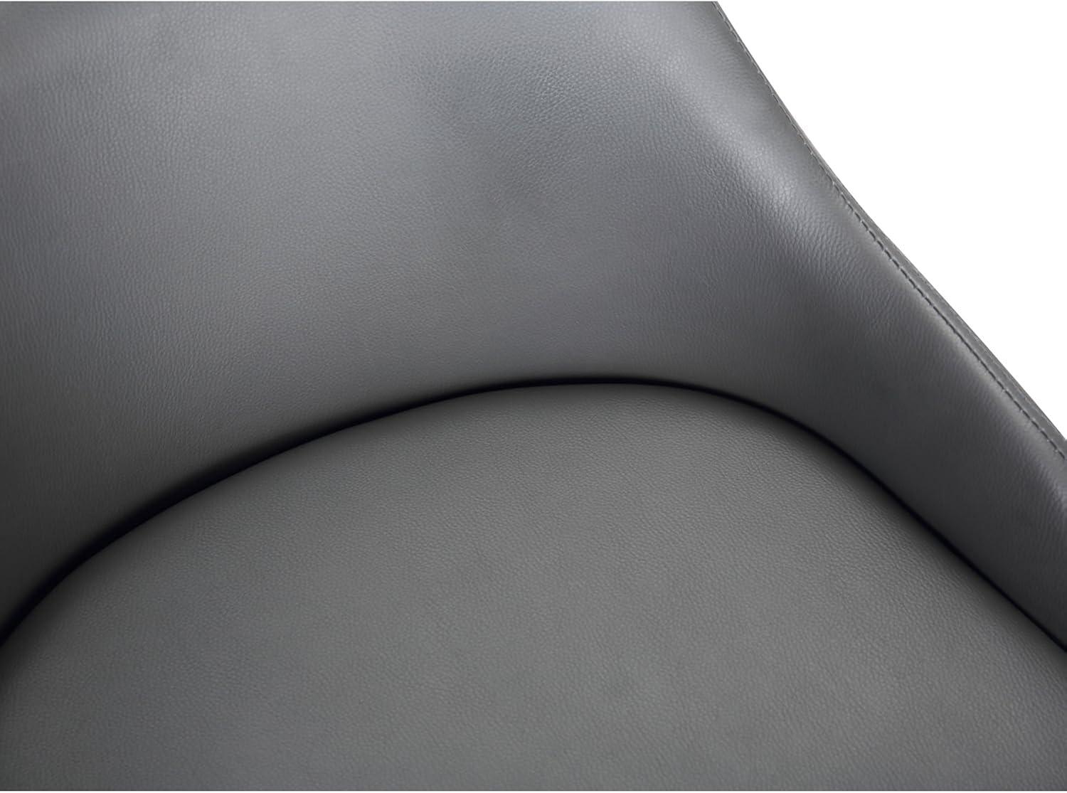 Mid Century Modern Swivel Chair in Black Leather and Gray Metal