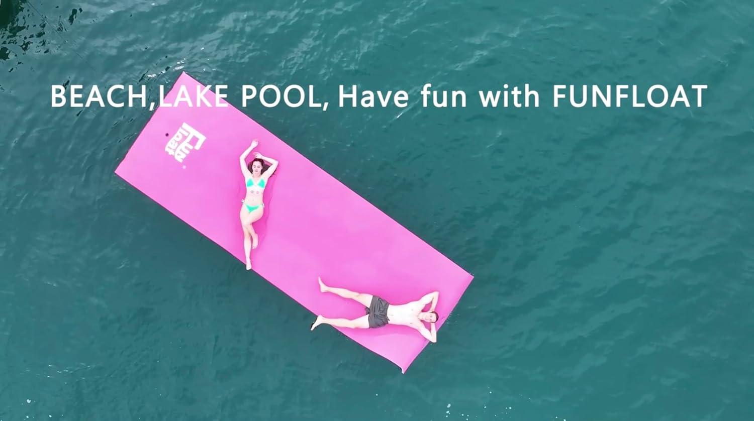 Floating Water Mat, 3-Layer and 1.38 inch Thick, 18'*6'/9'*6', Swimming Island,Aqua Pad,Used in Lake,Pool,on Beach, Vacation,Water Activities,Sports,Recreations,Parties,with Mooring Device