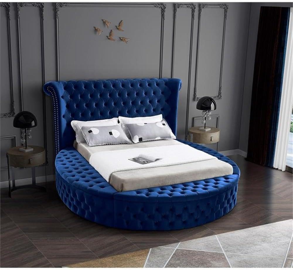 Meridian Furniture Luxus Navy Velvet Queen Bed