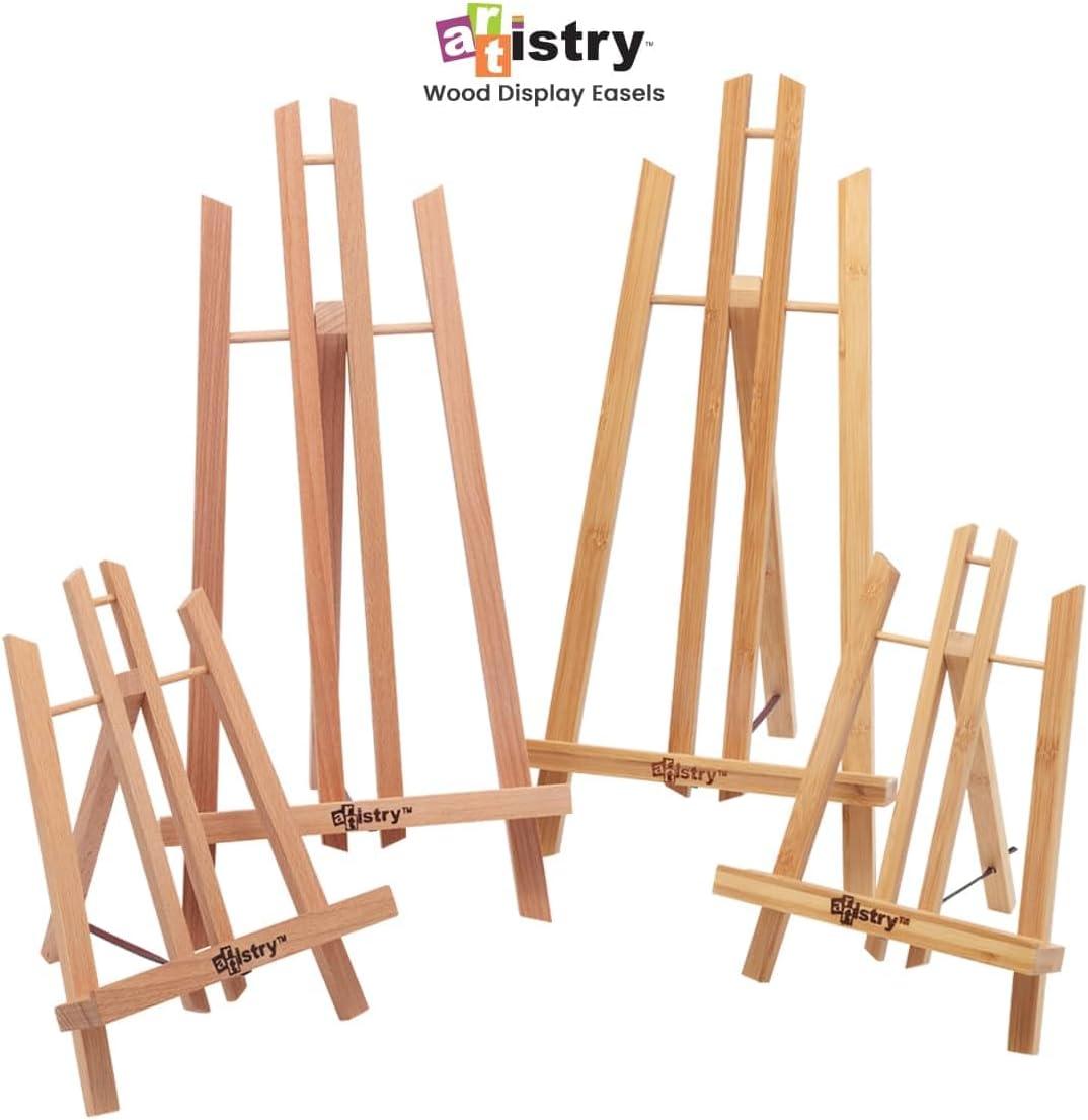 Stein Design Natural Beechwood Display Easel - Elm Finish - Small 7-1/2" x 11" Table Top Easel Stand for Painting, Adjustable A-Frame Construction,