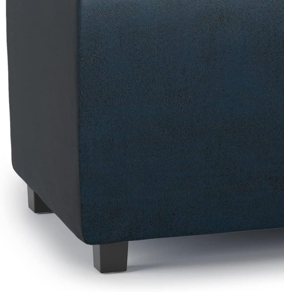 Simpli Home Avalon 42"W Upholstered Storage Ottoman with 3 Flip-Over Serving Trays