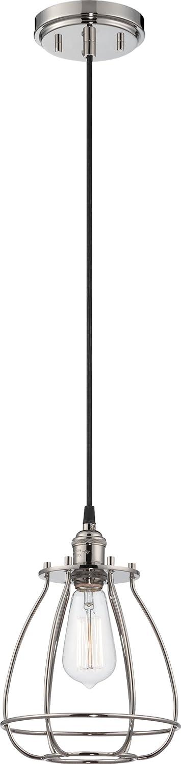 PaFagwy Lighting 60/5401 Vintage Incandescent One Light Pendant Closed Cage Narrow Opening Polished