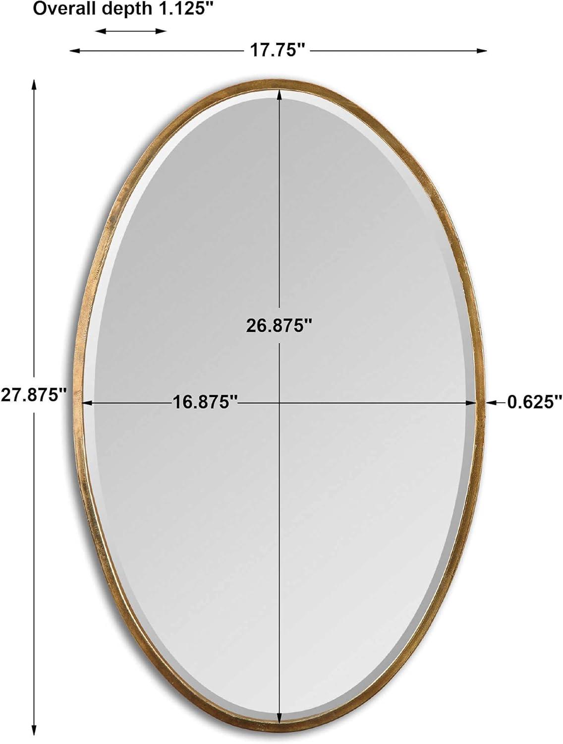 Merci Contemporary Gold Oval Wall Mirror - 18" x 28"