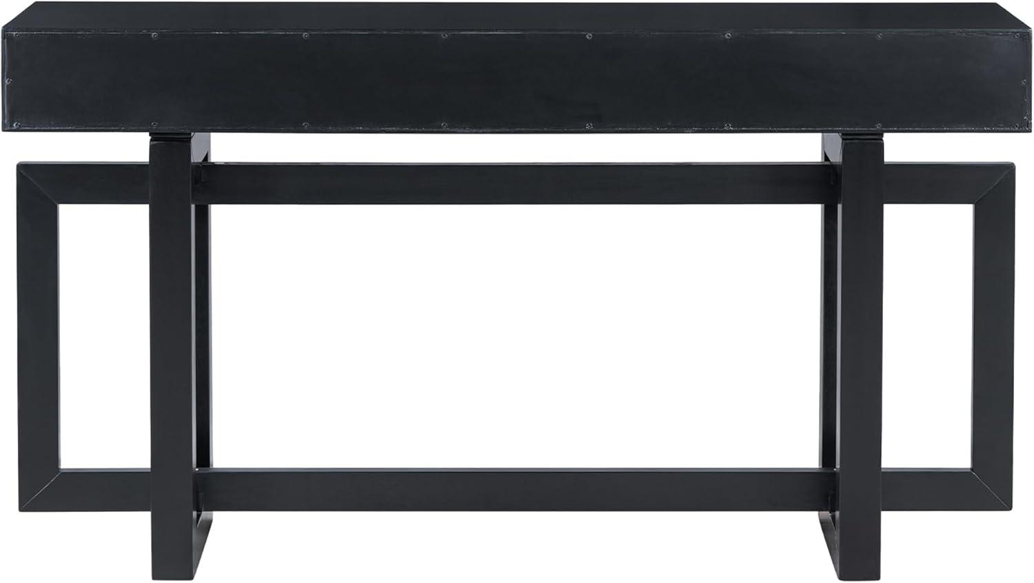 57"W Elegant Console Table with 3 Drawers and Irregular Legs, Extra Long Entryway Table, Black 4B - ModernLuxe