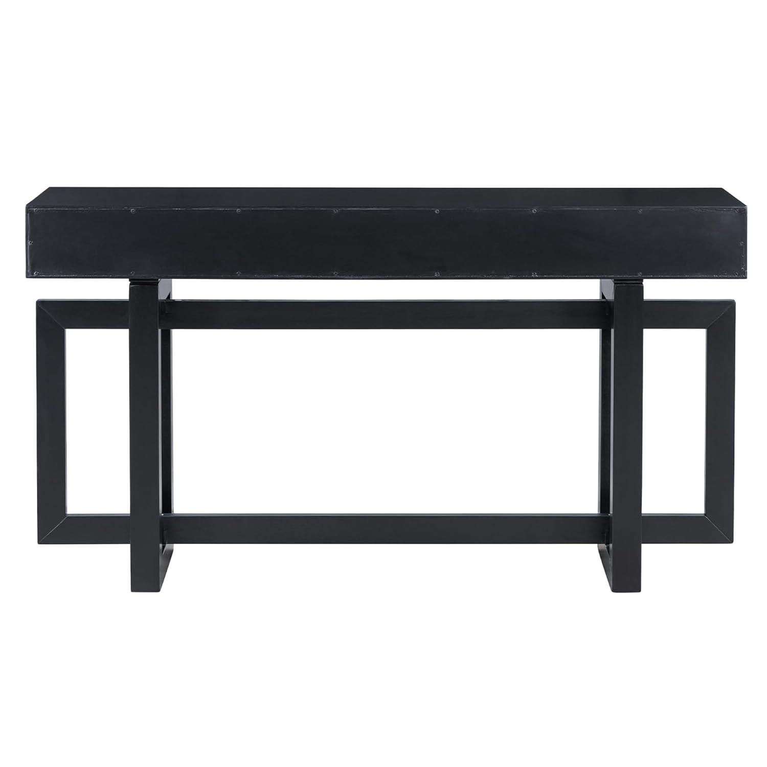 57"W Elegant Console Table with 3 Drawers and Irregular Legs, Extra Long Entryway Table, Black 4B - ModernLuxe