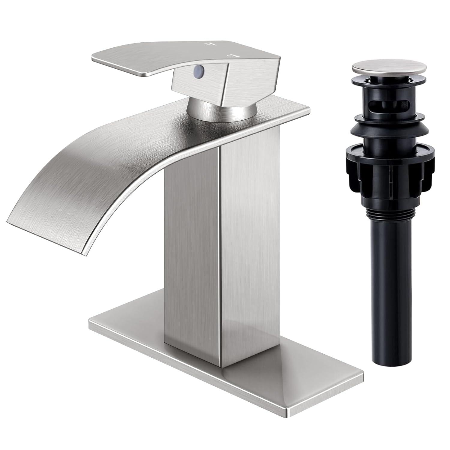 Waterfall Bathroom Faucet,Single Handle 1 Or 3 Hole Bathroom...