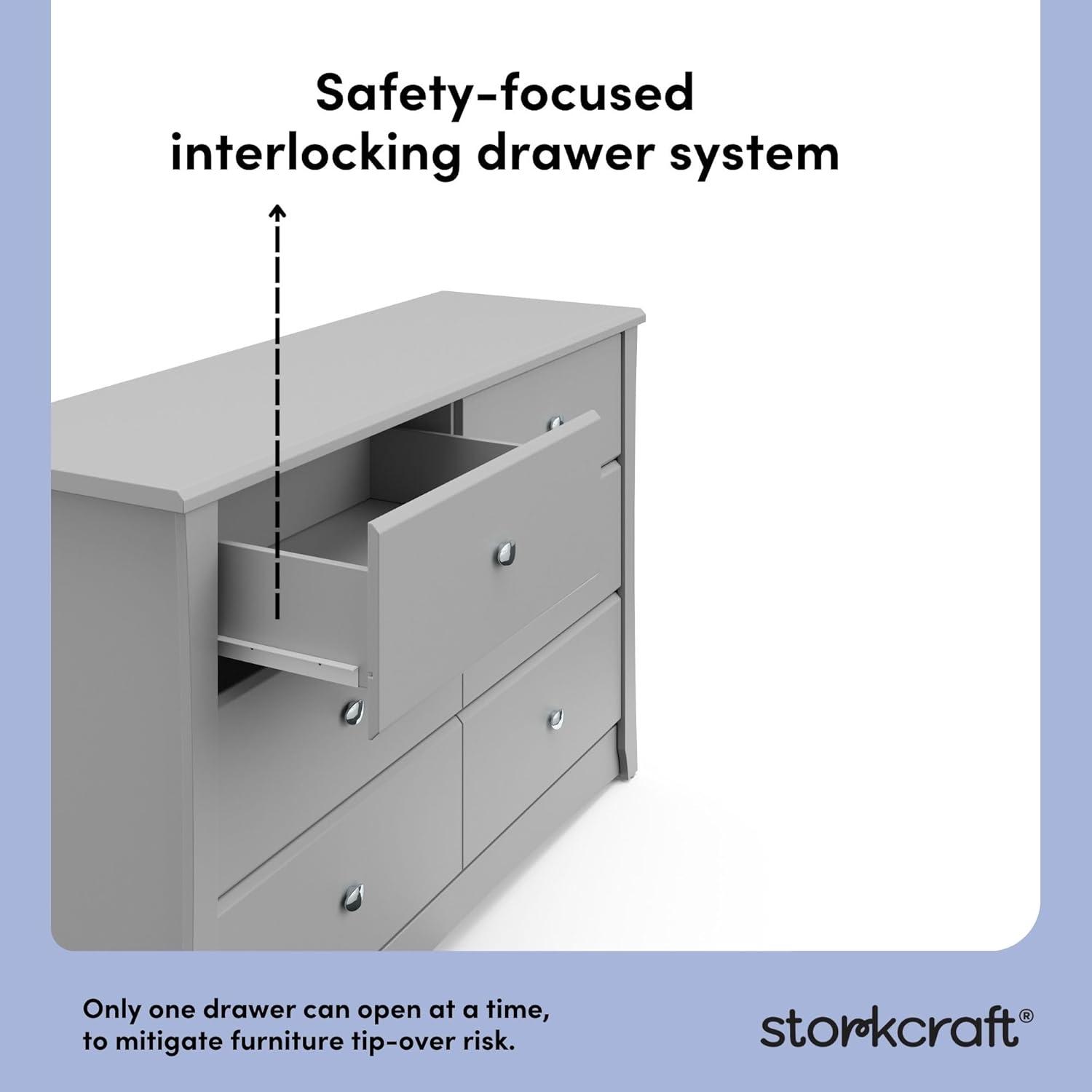 Crescent 6 Drawer Double Dresser