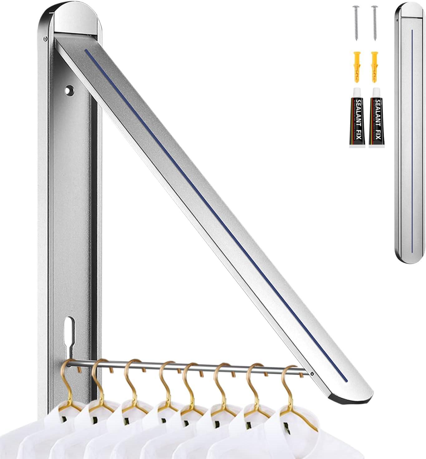 Silver Aluminum Wall-Mounted Folding Drying Rack