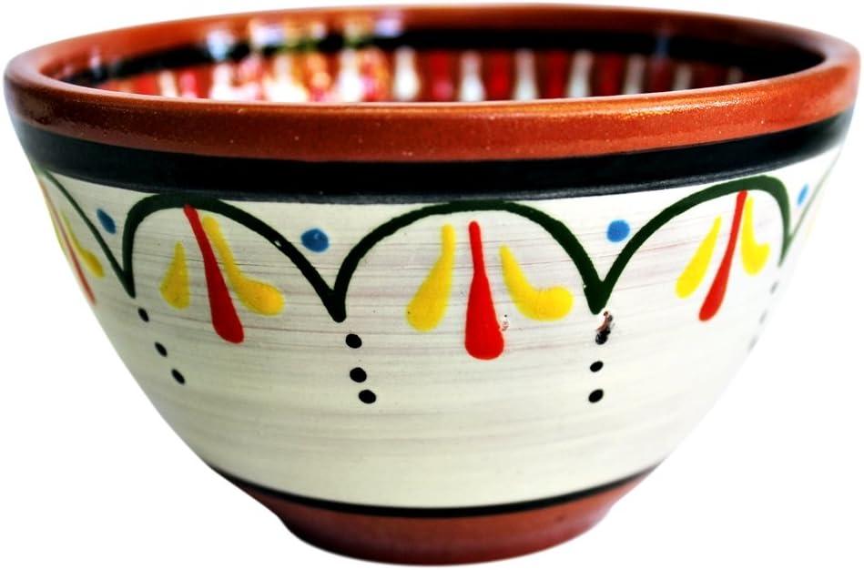 Terracotta White Breakfast Bowls, Set of 5 - Hand Painted From Spain