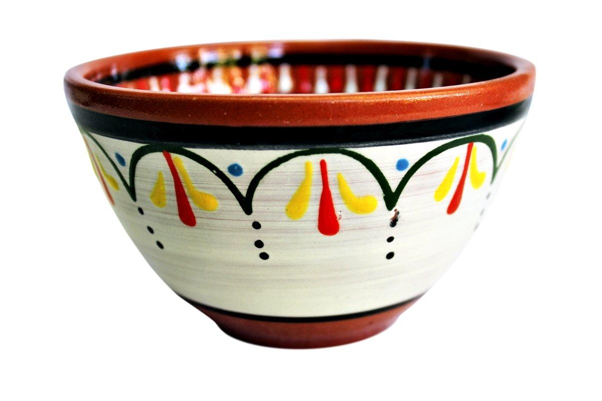 Terracotta White Breakfast Bowls, Set of 5 - Hand Painted From Spain