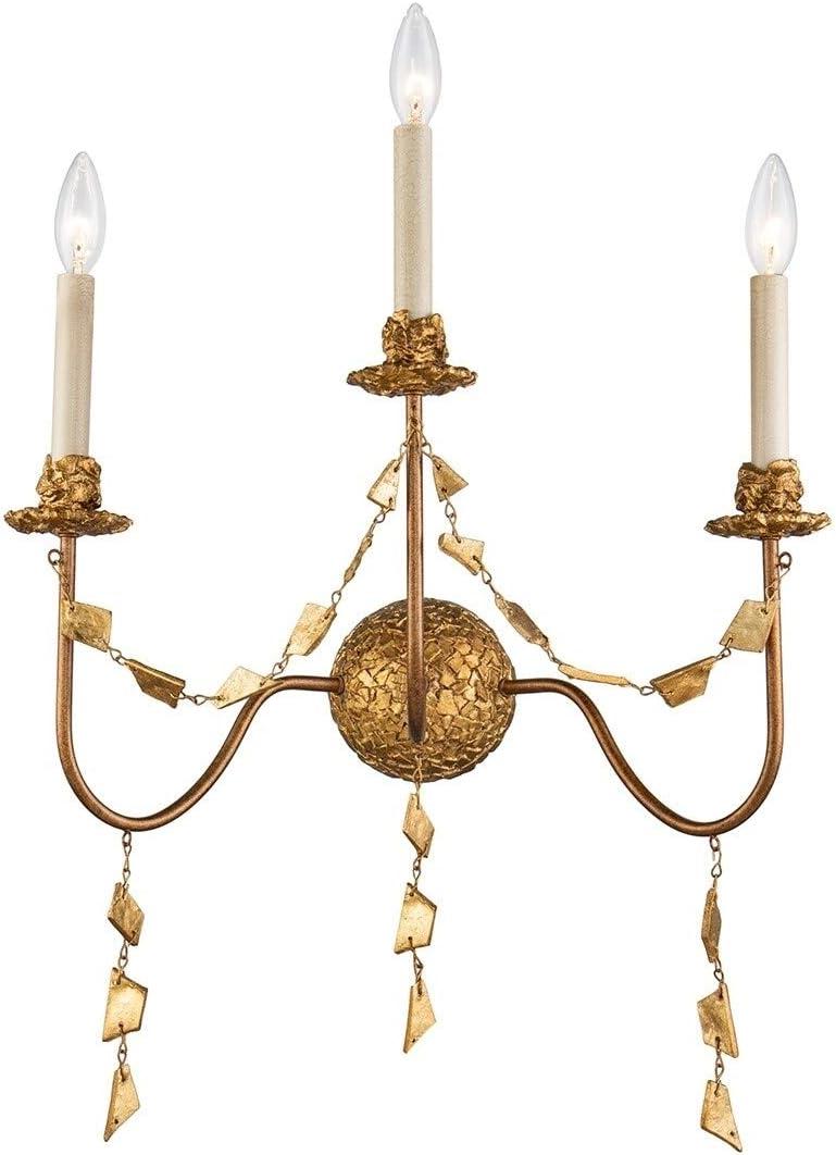 Lucas McKearn Mosaic 3-light Traditional Metal Wall Sconce in Gold Leaf