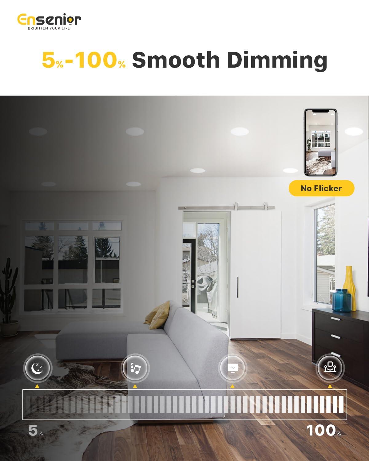 Meconard 4 Pack 6 Inch Ultra-Thin LED Recessed Ceiling Light, 3000K/4000K/5000K Selectable, Dimmable 12W=110W, 1050LM, IC Rated Can-Killer Downlights with Junction Box, ETL and Energy Star Listed