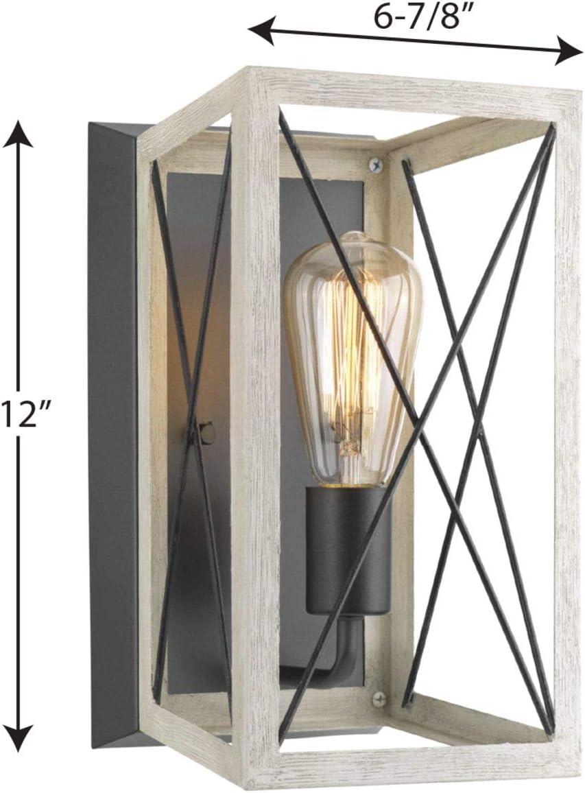 Progress Lighting, Briarwood, 1-Light Wall Sconce, Graphite, Faux Wood, Collection: Briarwood 1-Light Wall Sconce