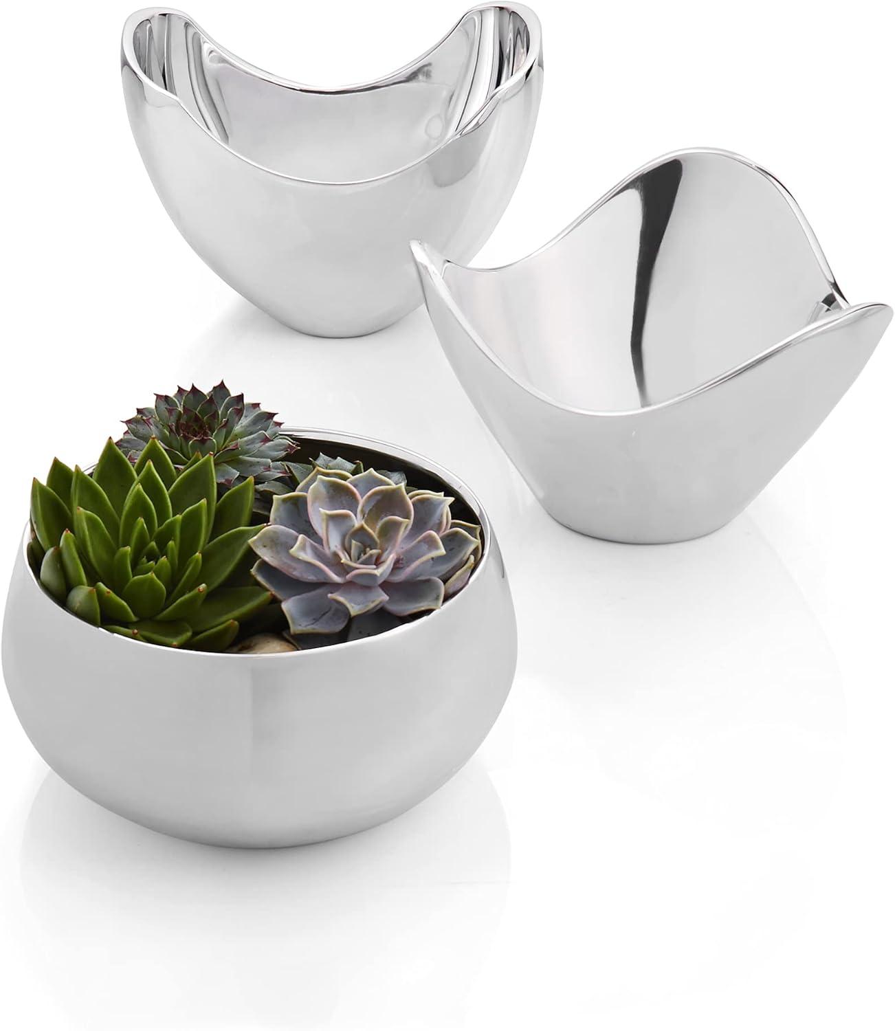 Silver Abstract Shaped Alloy Decorative Bowl