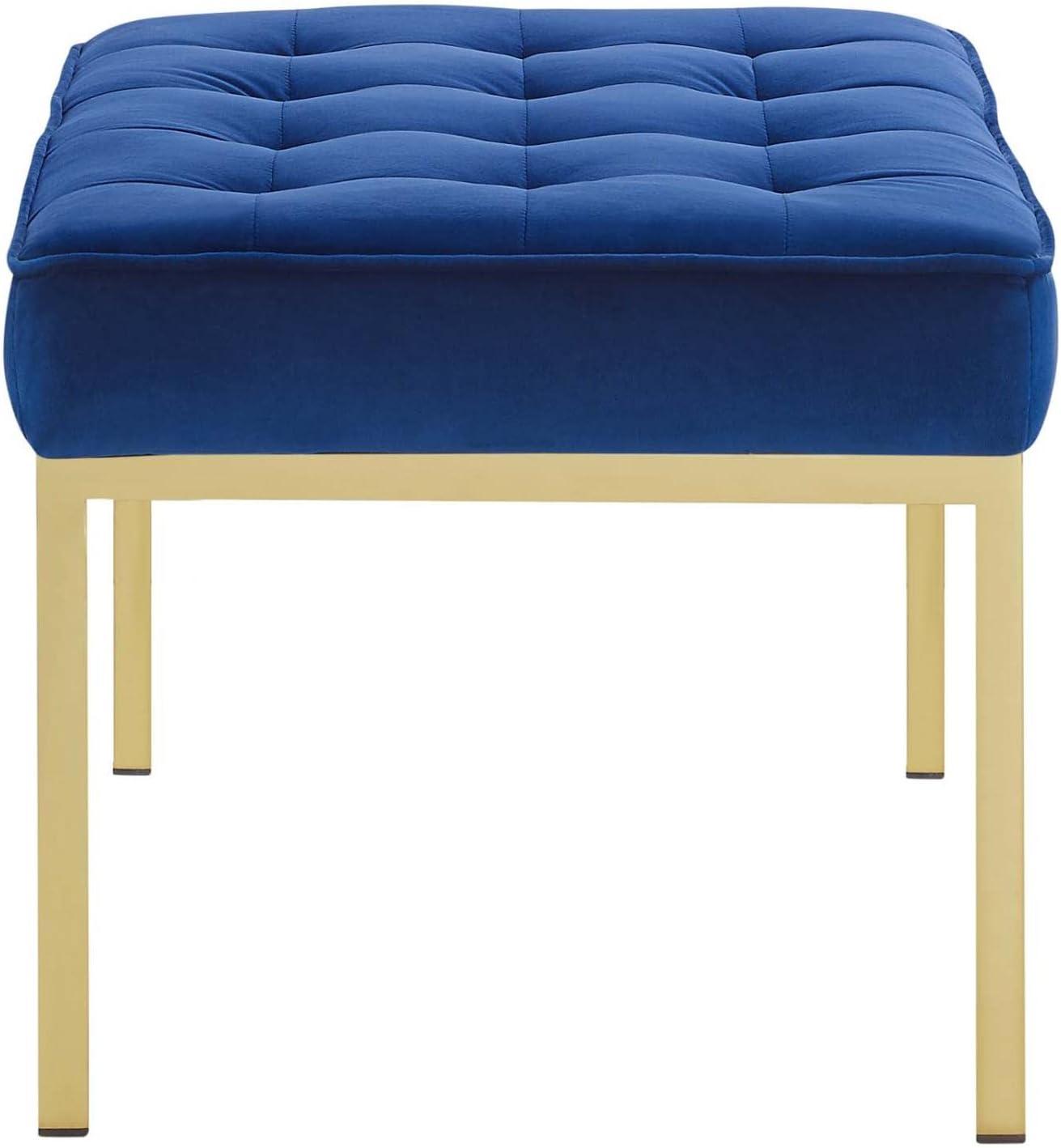 Modway Loft Stainless Steel Leg Medium Performance Velvet Bench in Gold/Navy