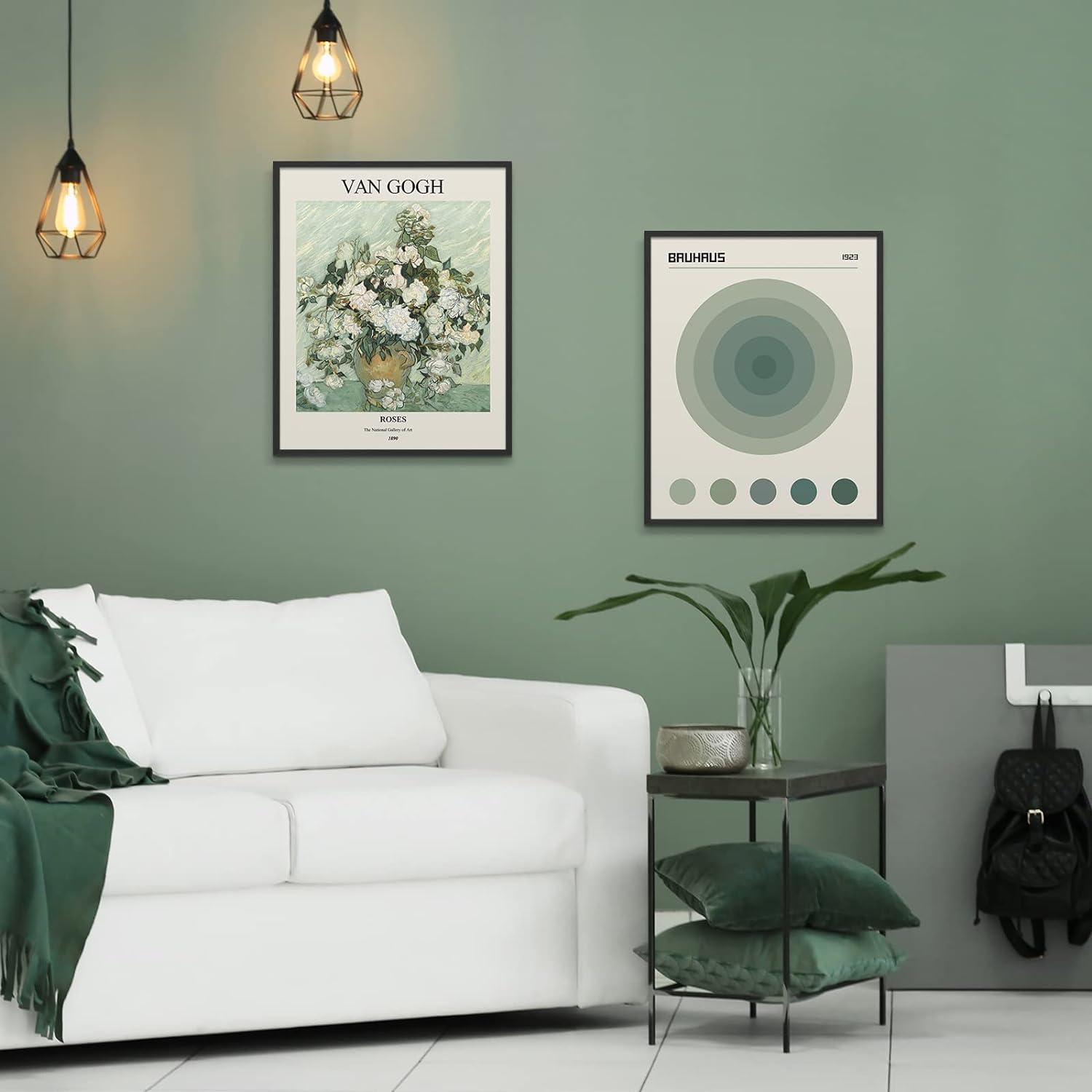 Sage Green Abstract Geometric Waterproof Wall Art Prints, 11x14 inch