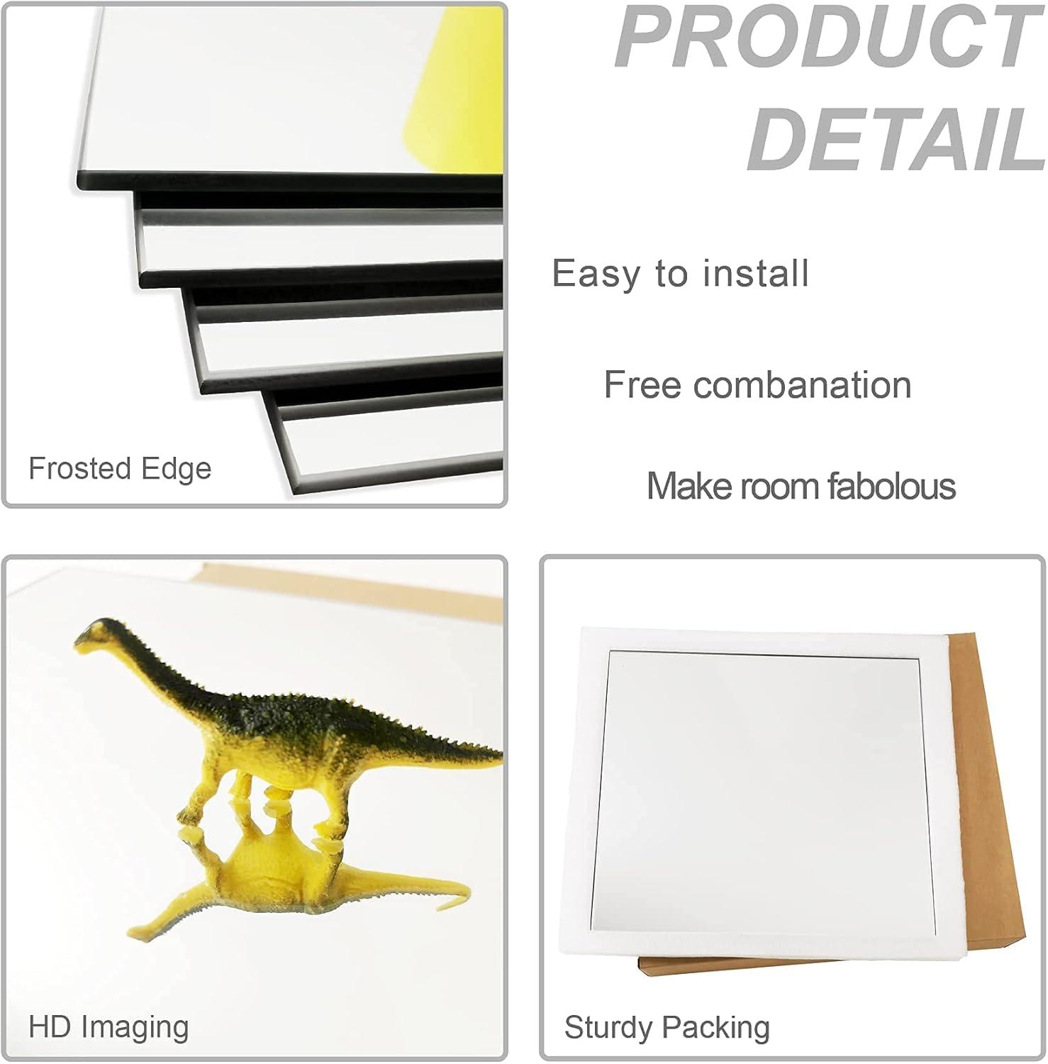 Delma Glass Full Length Wall Mirror Tiles, 14'' x 12'' 4PCS, Frameless Body Tiles for Bedroom, Mounted Home Gym, Door