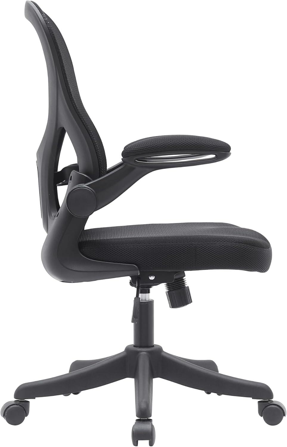 Techni Mobili Mesh Task Office Chair with Flip Up Arms Black - Techni Mobili: Ergonomic, Adjustable, Swivel, Nylon Frame